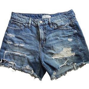 KanCan Shorts Cutoff Womens 26 Distressed Mediu Wash Denim High Rise Frayed 26x4